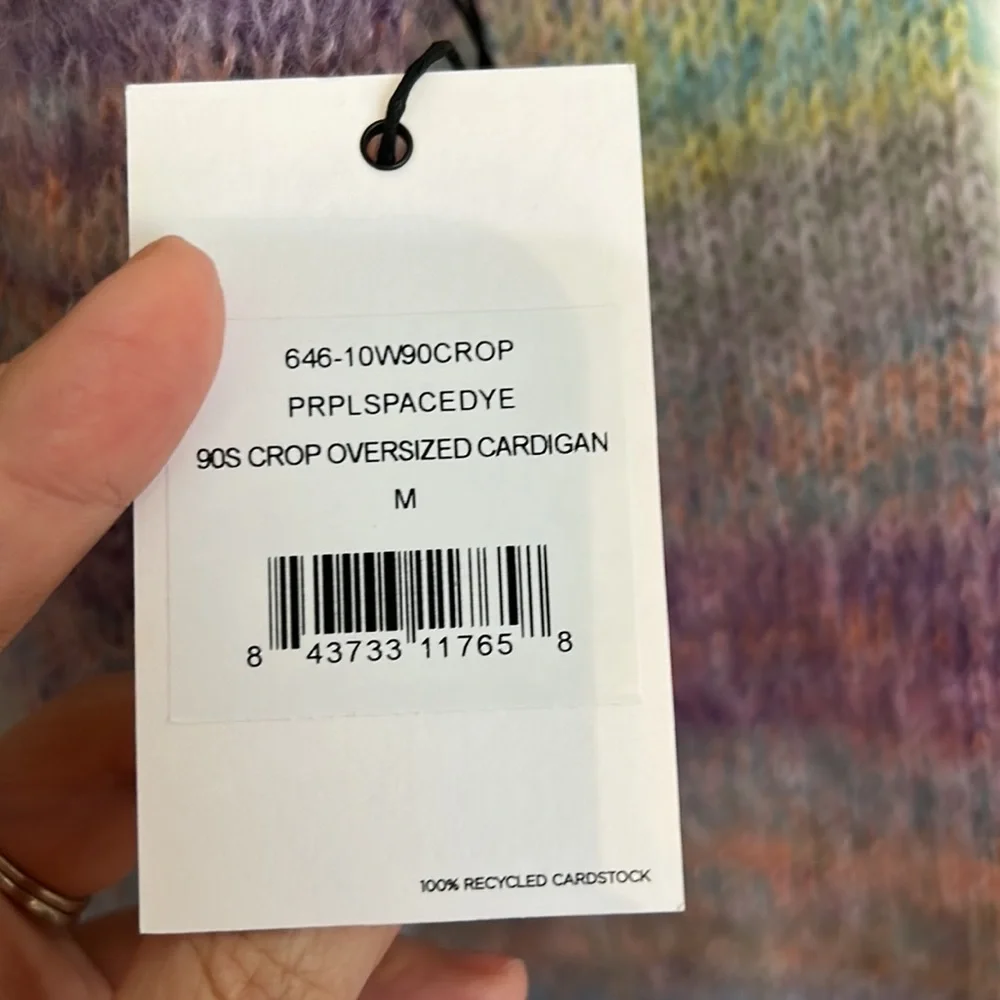 LAST 1!! 🚨🚨 Re/done 90s Crop Oversized Cardigan Purple Space Dye M - Picture 10 of 11